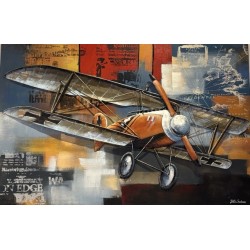 Tableau métal avion orange