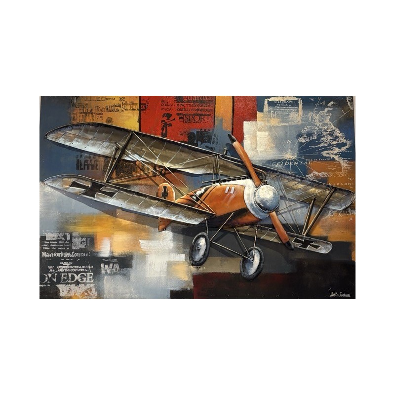 Tableau métal avion orange