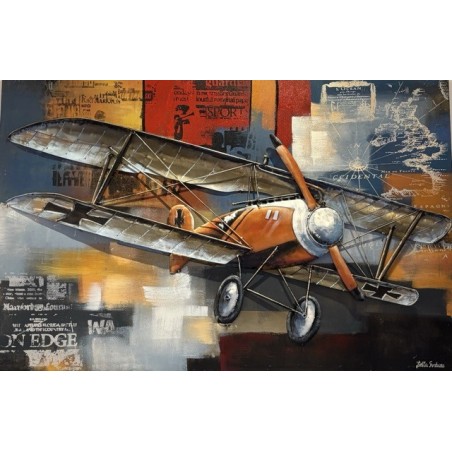 Tableau métal avion orange